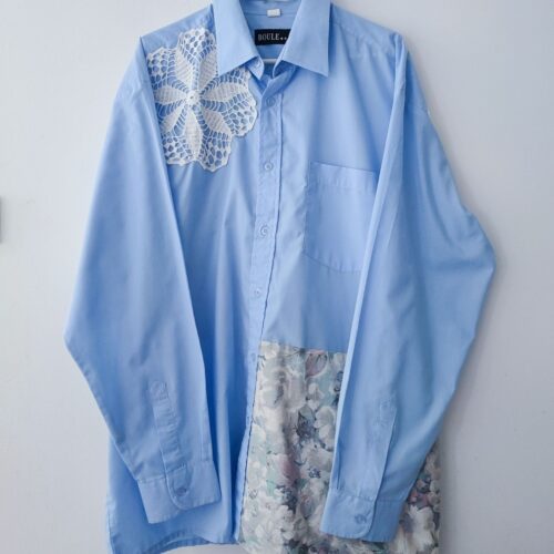 Niebieska koszula damska oversize, vintage