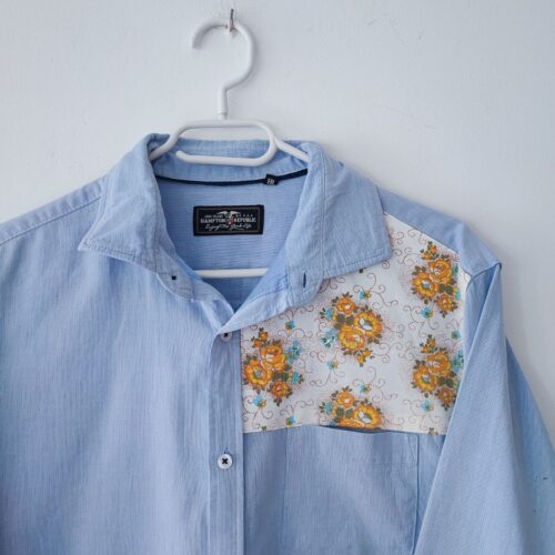Błękitna koszula oversize, Vintage, z kieszenią — kopia — kopia