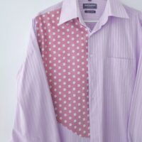 Fioletowa koszula w paski oversize, z kieszenią