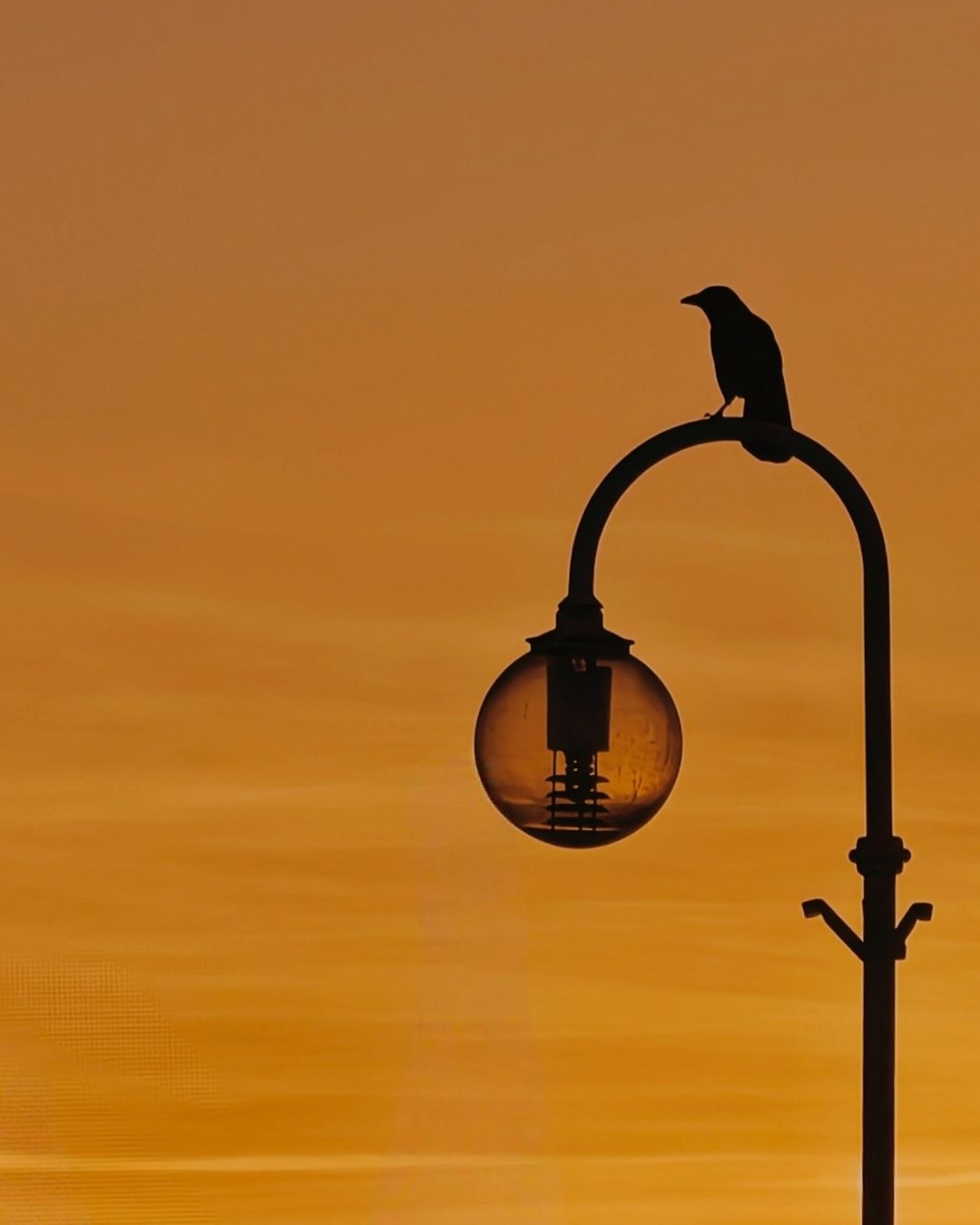 Lampa na molo o zachodzie słońca