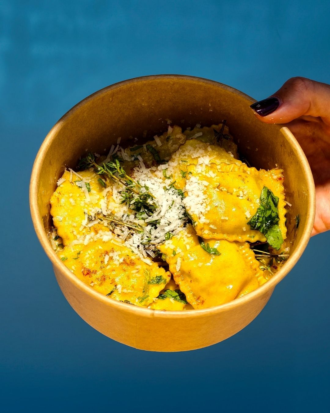 Porcja ravioli z kaczką